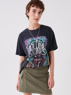 Женская футболка с коротким рукавом с круглым вырезом и принтом Rolling Stones XSIDE