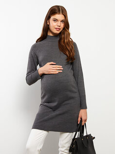 Полуводолазка, однотонная трикотажная туника с длинными рукавами для беременных LCWAIKIKI Maternity, антрацит меланж