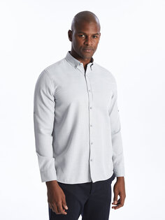 Мужская рубашка Добби Slim Fit с длинным рукавом LCW Vision, серый