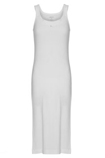 Женская хлопковая длинная ночная рубашка в рубчик с v-образным вырезом и широкими бретелями 1231 TOLIN, белый