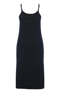 Женская хлопковая ночная рубашка с v-образным вырезом и шнуровкой на веревочном ремне 1228 TOLIN, черный