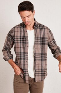 Приталенная зимняя рубашка в клетку с длинными рукавами CF21W112844 Buratti, бежево-камеловый