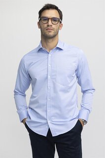 Мужская рубашка Добби классического кроя с длинным рукавом и держателем галстука TUDORS, синий