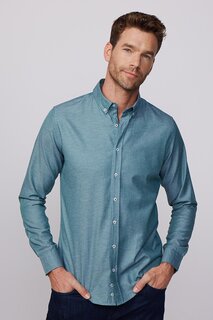 Приталенная мужская рубашка из хлопка с рисунком, которую легко гладить TUDORS, смешанный