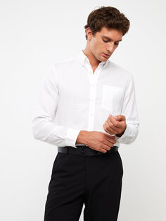 Мужская рубашка Добби стандартного кроя с длинным рукавом LCWAIKIKI Classic, буксе белый