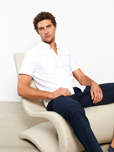 Мужская рубашка Добби стандартного кроя с коротким рукавом LCWAIKIKI Classic, буксе белый