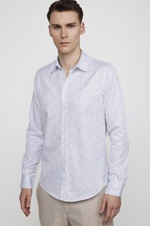 Приталенная хлопковая мужская рубашка с рисунком, которую легко гладить TUDORS