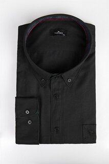 Мужская рубашка из оксфордского поплина с длинным рукавом и украшенным воротником на пуговицах большого размера TUDORS, черный