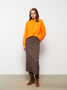 Женская юбка с узором и пуговицами LCWAIKIKI Classic, коричневый жаккард