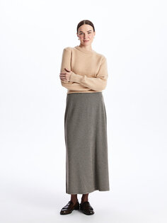 Женская юбка с рисунком и эластичной резинкой на талии LCW Grace, светло-коричневый жаккард