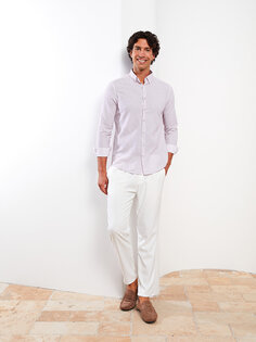Мужская рубашка из поплина Slim Fit с длинным рукавом LCWAIKIKI Classic, фиолетовый принт