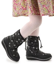 Lp 3545 Зимние ботинки для девочек на молнии с каменным снежным узором KİKO KİDS Kiko Kids