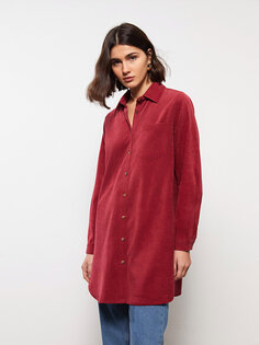 Простая бархатная женская рубашка-туника с длинным рукавом LCWAIKIKI Classic, светло-бордовый