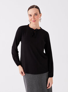Простая женская блузка с воротником-стойкой и длинными рукавами LCW Grace, новый черный