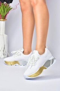 M848440004 Белые/Золотые женские кроссовки Fox Shoes