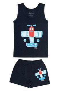 Хлопковая нижняя рубашка с рисунком и принтом для мальчиков, комплект из верхней и нижней части 83001 TOLIN