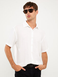 Мужская рубашка обычного кроя с коротким рукавом LCW Casual, буксе белый