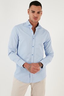 Хлопковая приталенная рубашка с длинным рукавом CF23S7492 Buratti, светло-синий