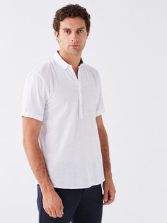 Мужская рубашка обычного кроя с коротким рукавом LCW Vision, буксе белый