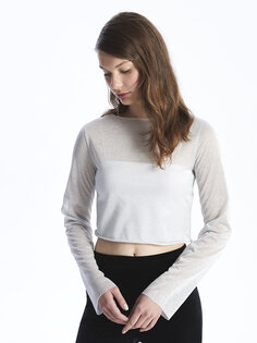 Простая женская блузка с круглым вырезом и длинными рукавами XSIDE, серебристо-серый