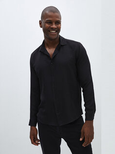 Мужская рубашка стандартного кроя с длинным рукавом LCW Vision, новый черный