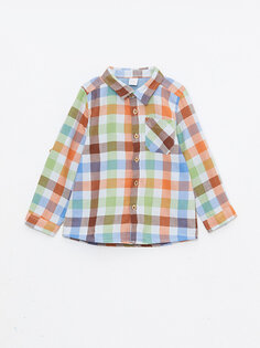 Хлопковая рубашка с длинными рукавами и клетчатым узором для маленьких мальчиков LCW baby