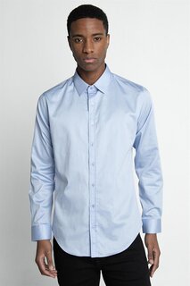 Мужская рубашка премиум-класса из 100% хлопкового атласа Tudors Slim Fit TUDORS