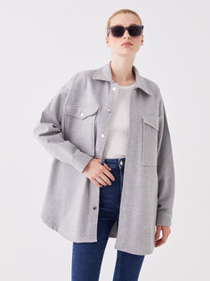 Простая женская куртка-рубашка в стиле лесоруба с длинными рукавами LCW Modest, серый