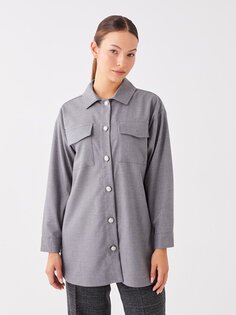 Простая женская куртка-рубашка оверсайз с длинными рукавами LCWAIKIKI Classic