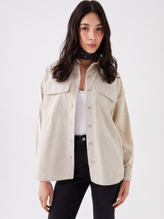 Простая женская куртка-рубашка в стиле лесоруба с длинными рукавами LCW Casual, бежевый