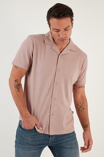 Хлопковая рубашка стандартного кроя с короткими рукавами 5902640 Buratti, розовый