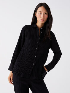 Простая женская муслиновая рубашка оверсайз с длинными рукавами LCW Casual, новый черный