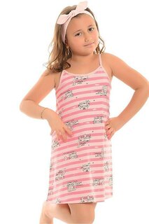 Хлопковая туника для девочек с короткими рукавами и рисунком LITTLE FROG KIDS, персик