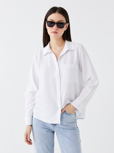 Простая женская рубашка оверсайз с длинным рукавом LCW Casual, буксе белый