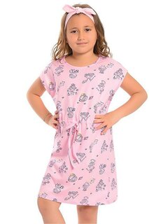 Хлопковая туника для девочек с короткими рукавами и рисунком LITTLE FROG KIDS, розовый