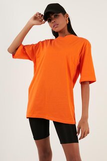 Хлопковая футболка оверсайз с круглым вырезом 5864562 Lela, апельсин