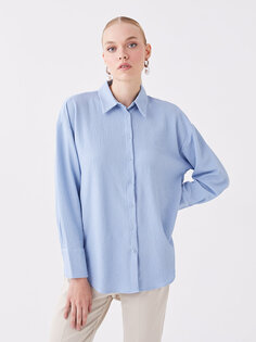 Простая женская рубашка с длинным рукавом LCWAIKIKI Classic, светло-синий