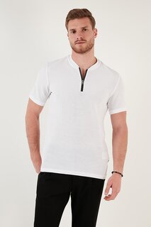 Хлопковая футболка обычного кроя с половиной молнии 5902653 Buratti, белый
