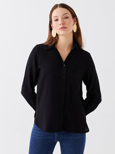 Простая женская рубашка с длинным рукавом LCWAIKIKI Classic, новый черный