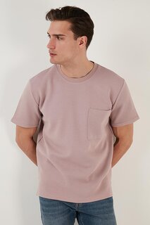 Хлопковая футболка большого размера с круглым вырезом и одним карманом 5902305 Buratti, розовый