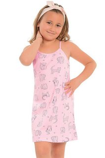 Хлопковая туника для девочек с тонкими бретелями и узором LITTLE FROG KIDS, розовый