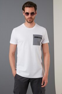 Хлопковая футболка приталенного кроя с принтом и круглым вырезом 5902351 Buratti, белый