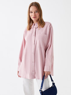 Простая женская рубашка-туника с длинным рукавом LCW Modest, розовый