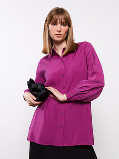 Простая женская рубашка-туника с длинным рукавом LCW Modest, темно фиолетовый