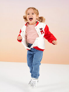 Хлопковая футболка с круглым вырезом и длинными рукавами в полоску для маленьких девочек LCW baby