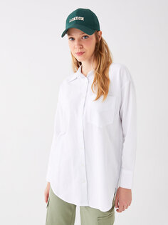 Простая женская рубашка-туника оверсайз с длинными рукавами LCW Casual, буксе белый