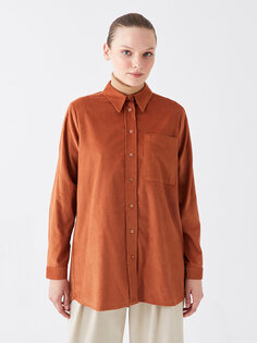 Простая женская рубашка-туника с длинным рукавом LCW Modest, матовый оранжевый