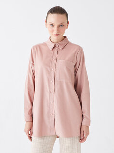Простая женская рубашка-туника с длинным рукавом LCW Modest, матовый розовый