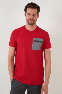 Хлопковая футболка приталенного кроя с принтом и круглым вырезом 5902351 Buratti, красный