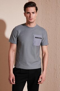 Хлопковая футболка приталенного кроя с принтом и круглым вырезом 5902351 Buratti, хаки